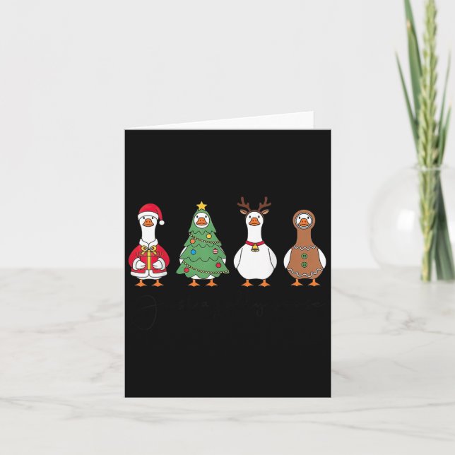 Just A Jolly Goose Christmas Tree Santa Reindeer G Karte (Vorderseite)
