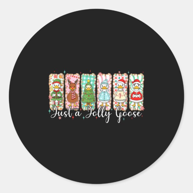 Just A Jolly Goose Funny Christmas Men Women Kids  Runder Aufkleber (Vorderseite)