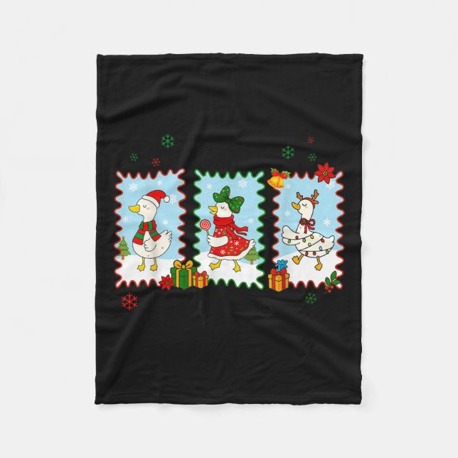 Just A Jolly Goose Funny Goose Santa Reindeer Cute Fleecedecke (Vorderseite)