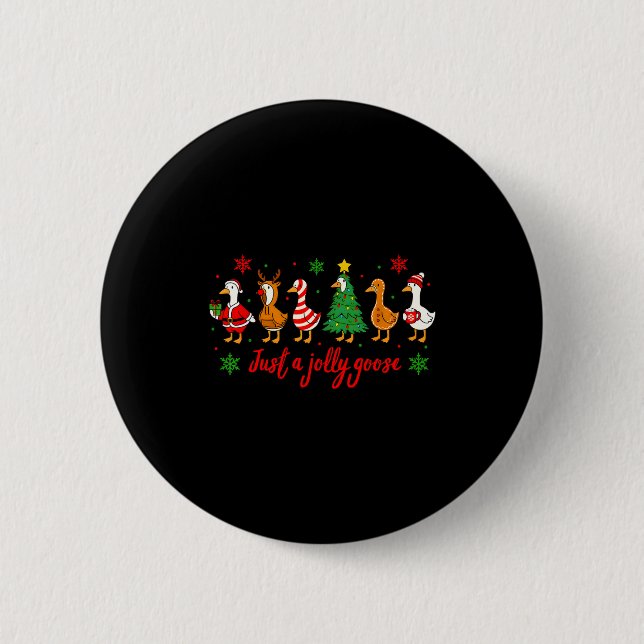 Just A Jolly Goose Merry Christmas Funny Xmas Men  Button (Vorderseite)