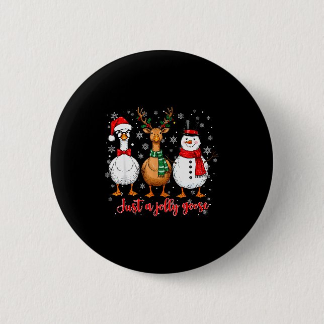 Just A Jolly Goose Merry Goosemas Christmas Santa  Button (Vorderseite)