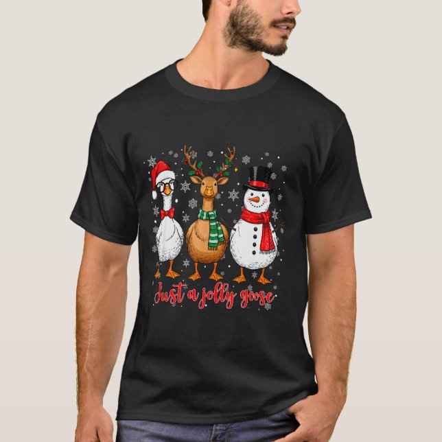 Just A Jolly Goose Merry Goosemas Christmas Santa  T-Shirt (Vorderseite)