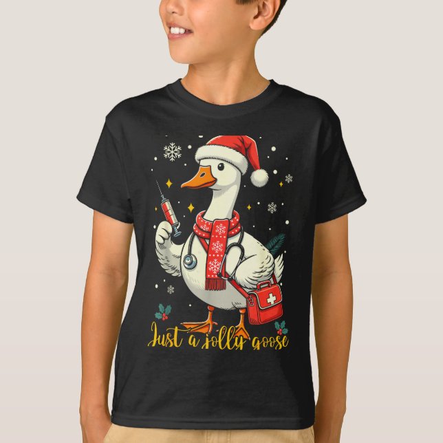 Just A Jolly Goose Nurse Christmas Funny Goose Nur T-Shirt (Vorderseite)