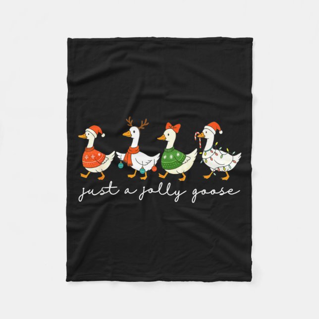 Just A Jolly Goose Santa Christmas Goose Farm Merr Fleecedecke (Vorderseite)