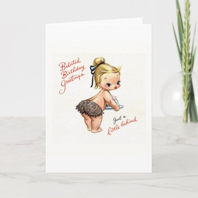 "Just a Little Behind" Vintage Beladenkarte Karte (Vorderseite)