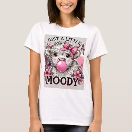 Just A Little Moody Highland Cow Pink Bow T-Shirt