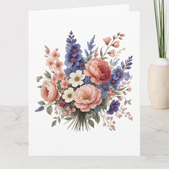Just a Little Note Elegant Floral Greeting Card Dankeskarte (Vorderseite)