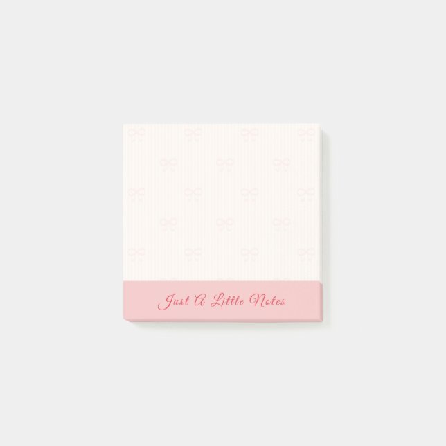 Just A Little Note Pink Bow Watermark Post-it Klebezettel (Vorderseite)