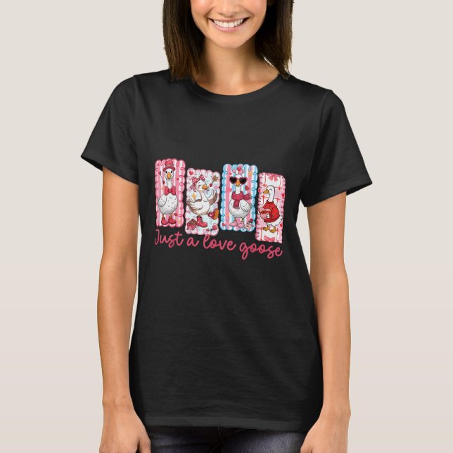 Just A Love Goose Cute Valentine Geese Coquette Wo T-Shirt (Vorderseite)