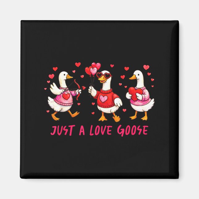 Just A Love Goose Funny Valentine Geese Cud Heart  Magnet (Vorne)