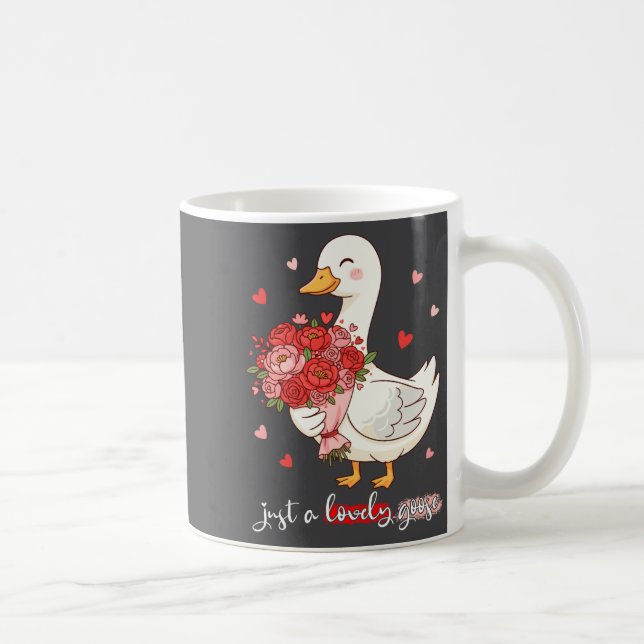 Just A Lovely Goose Bouquet Roses Floral Valentine Kaffeetasse (Rechts)