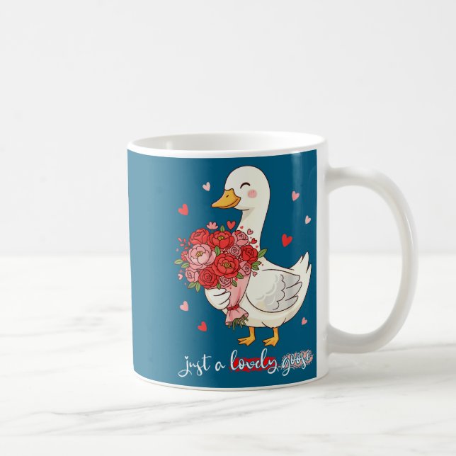 Just A Lovely Goose Bouquet Roses Floral Valentine Kaffeetasse (Rechts)