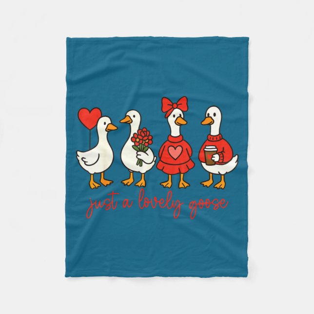 Just A Lovely Goose Cute Nk Silly Goose Valentine' Fleecedecke (Vorderseite)