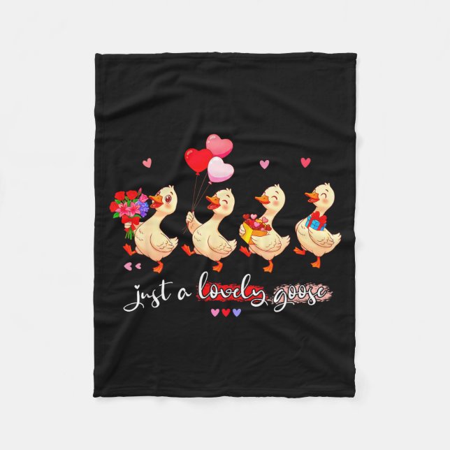 Just A Lovely Goose Cute Silly Animal Squad Valent Fleecedecke (Vorderseite)