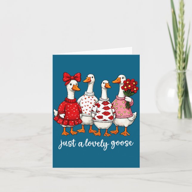 Just A Lovely Goose Cute Silly Goose Valentine's D Karte (Vorderseite)