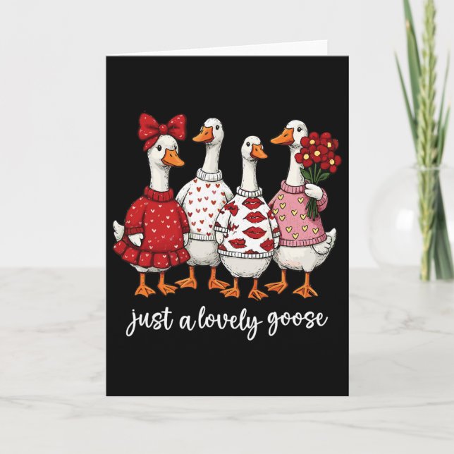 Just A Lovely Goose Cute Silly Goose Valentine's D Karte (Vorderseite)