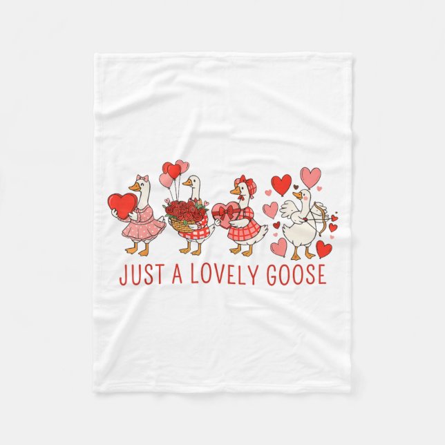 Just A Lovely Goose Valentines Day Cute Heart Goos Fleecedecke (Vorderseite)