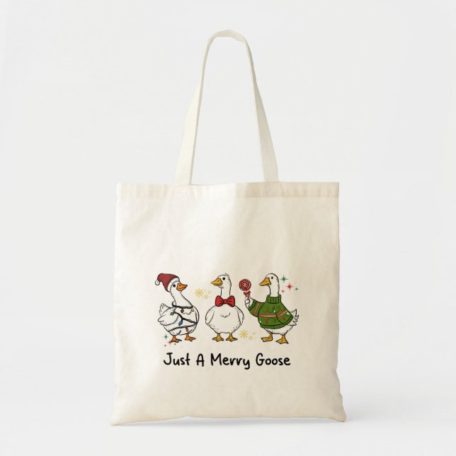 Just A Merry Goose Festive Holiday Design Tragetasche (Vorne)