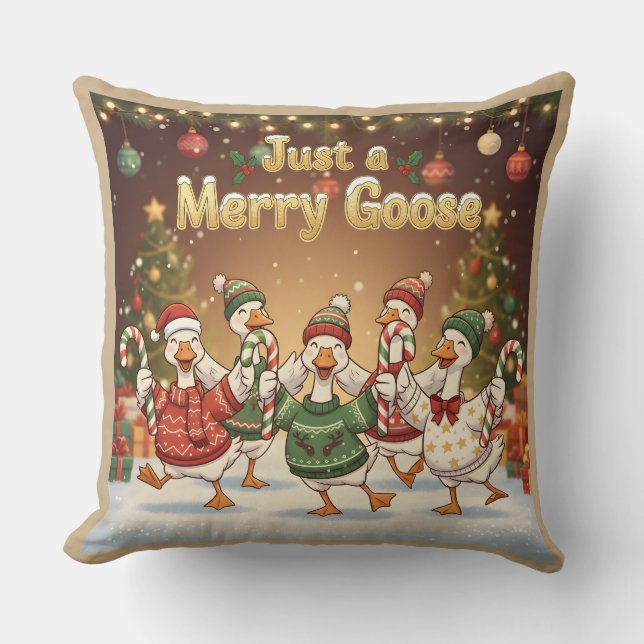 Just a Merry Goose | Funny Christmas Goose Design Kissen (Vorderseite)