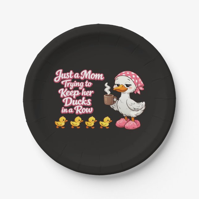 Just a mom trying to keep her ducks in a row pappteller (Vorderseite)