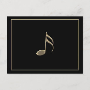 "Just a Note" Gold Musiknote Black Postcard Postkarte