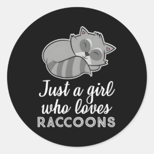 Just A Who Lieben Raccoons Raccoon Runder Aufkleber