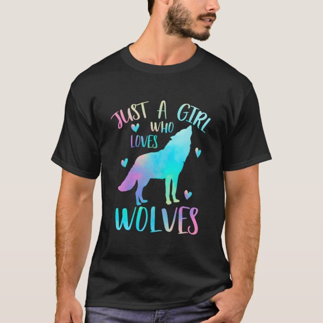 Just A Who Loves Wolves Watercolor Wolf T-Shirt (Vorderseite)