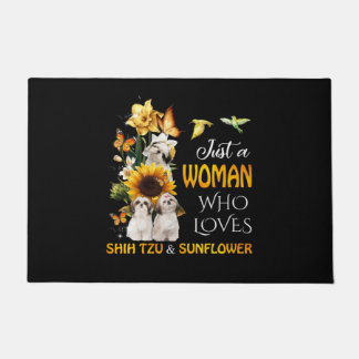 Just A Woman Who Loves Shih tzu & Sunflower Fußmatte