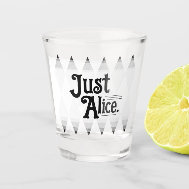 JUST ALICE Bachelorette Raute Diamantglas Schnapsglas (Vorderseite)