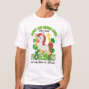Just an Irish Girl Who Liebe Pferde Lucky März Bi T-Shirt