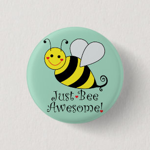 Just Bee Awesome Bumble Bee Button