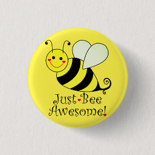 Just Bee Awesome Yellow Bumble Bee Button