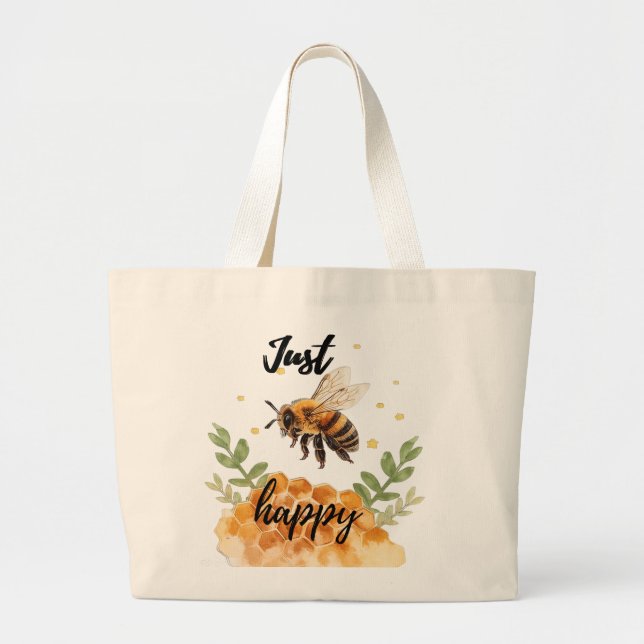 Just Bee Happy - Wasserfarbe Jumbo Stoffbeutel (Vorne)