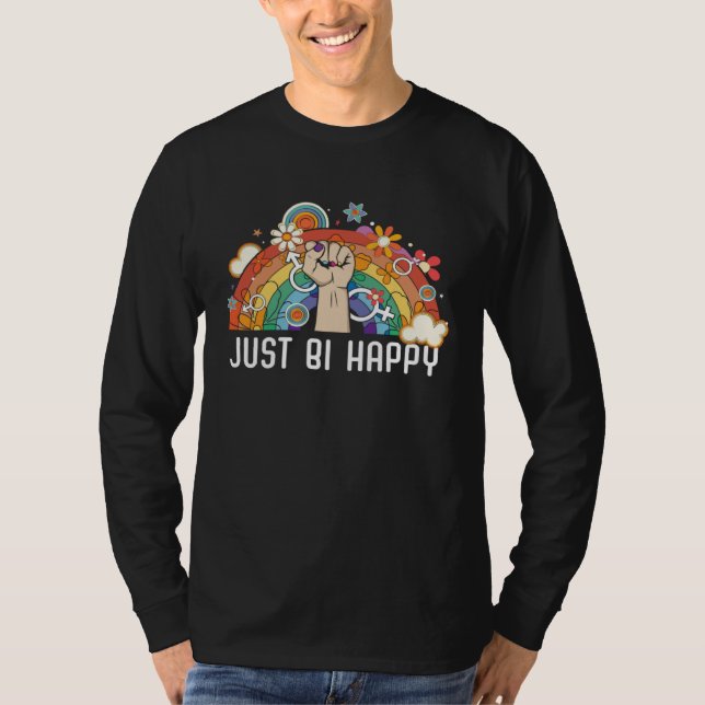 Just Bi Happy Bisexual Pride March Bisexuality LGB T-Shirt (Vorderseite)