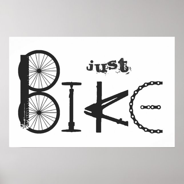 "Just Bike" Graffiti aus Fahrradteilen & Reißspure Poster (Vorne)