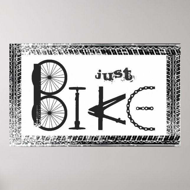 "Just Bike" Graffiti aus Fahrradteilen & Reißspure Poster (Vorne)