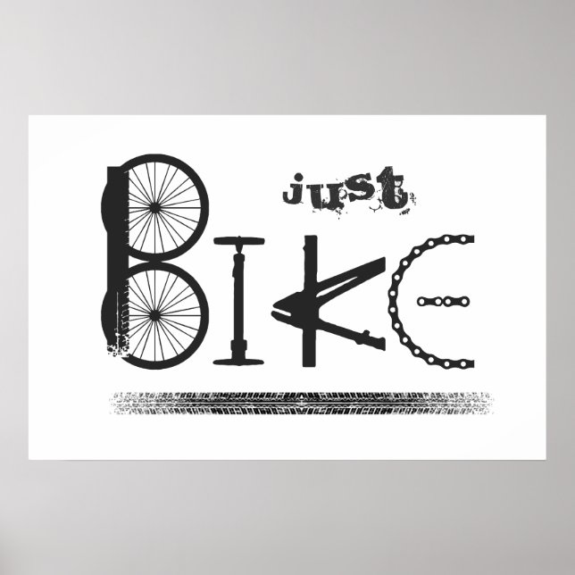 "Just Bike" Graffiti aus Fahrradteilen & Reißspure Poster (Vorne)