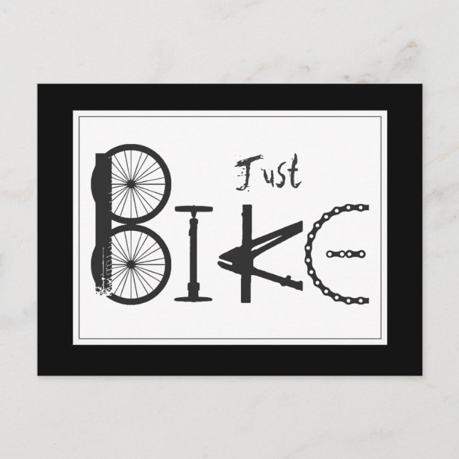 "Just Bike" Graffiti aus Fahrradteilen & Reißspure Postkarte (Vorderseite)
