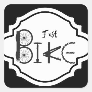 "Just Bike" Graffiti aus Fahrradteilen & Reißspure Quadratischer Aufkleber