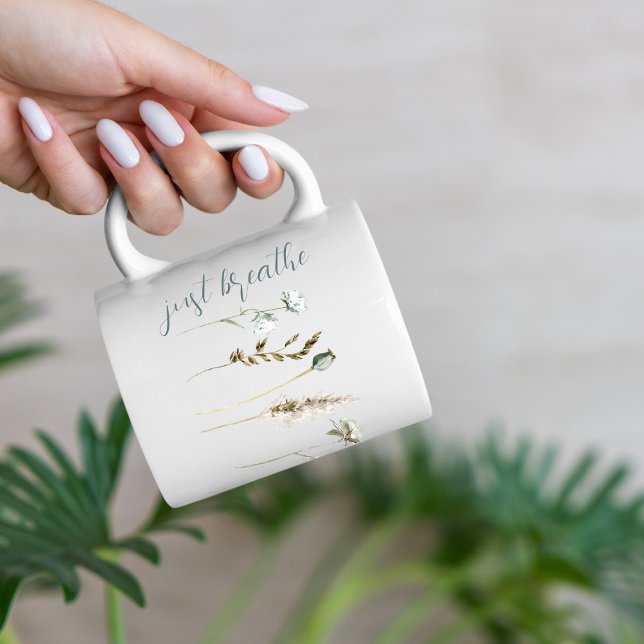 "Just Breathe" Boho Minimalistisch Kaffeetasse (Von Creator hochgeladen)
