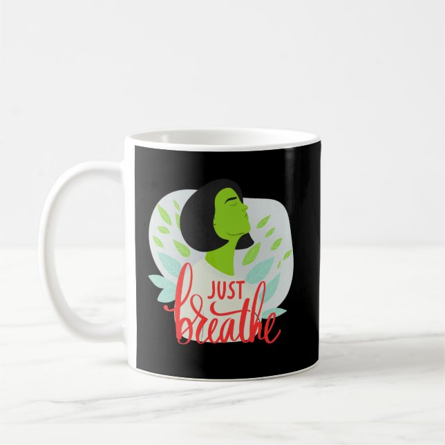 Just Breathe Mindfulness Quote Mug for Daily Calm Kaffeetasse (Links)
