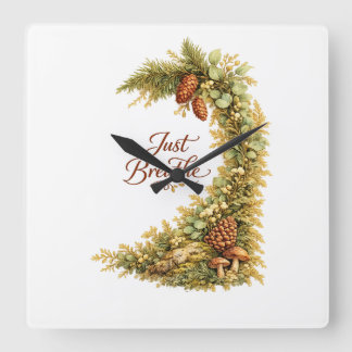 Just Breathe-Thema Quadratische Wanduhr
