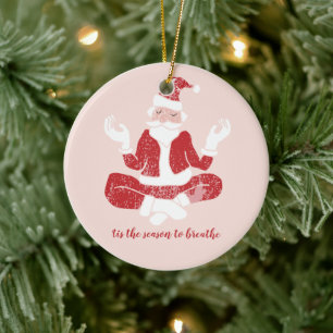Just Breathe Yoga Santa Keramik Ornament