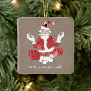 Just Breathe Yoga Santa Keramikornament