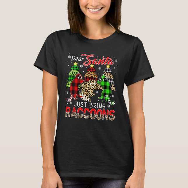 Just Bring Raccoons Three Leopard Plaid Raccoons   T-Shirt (Vorderseite)