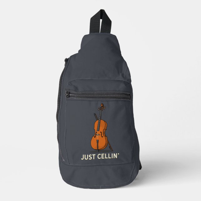 Just Cellin Cellist Musician Gag Novelty Crossbody Bag (Vorderseite)