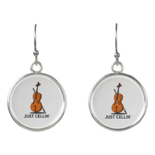 Just Cellin Cello Fiddle Musician Ohrringe
