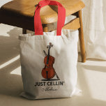 Just Cellin Cello Musician Individuelle Name Scrip Tragetasche<br><div class="desc">Für eine Cellistin ist dieses niedliche Just Cellin Design das perfekte Geschenk und wird sie zum Lächeln bringen</div>