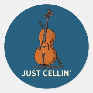 Just Cellin Cello Print Runder Aufkleber