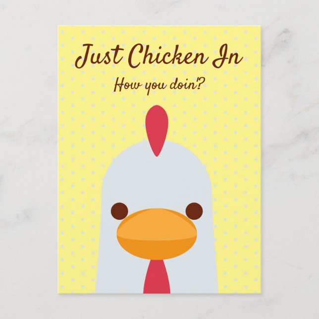 Just Chicken in Funny Hello Postcard Postkarte (Vorderseite)
